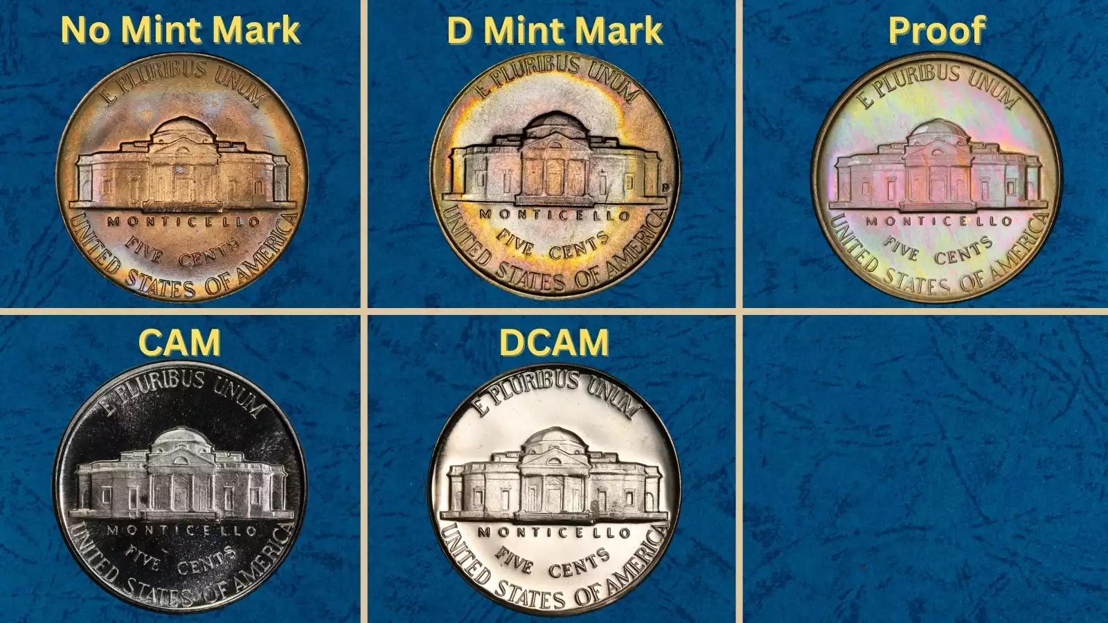 Denver Mint circa 1950 or group of 1950-D Jefferson Nickels in various grades from worn to gem uncirculated